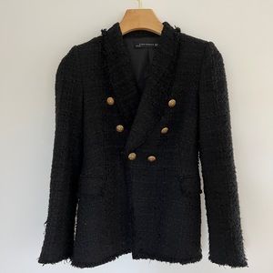 Black Zara blazer gold buttons xs